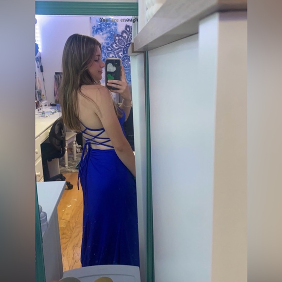 Simple Blue Prom Dress - Picture 2 of 4